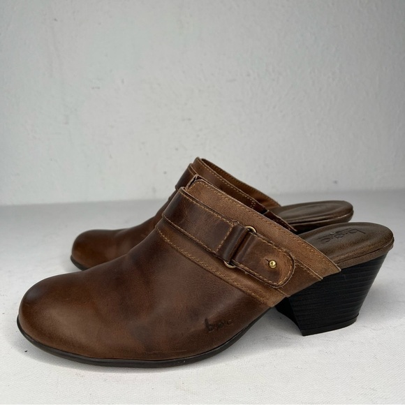 b.o.c. Brown buckle strap slip on leather mules - Picture 1 of 8